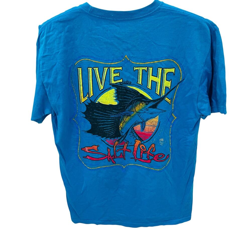 Salt Life Mens M Blue Marlin Live The Salt Life Short Sleeve Graphic T-Shirt